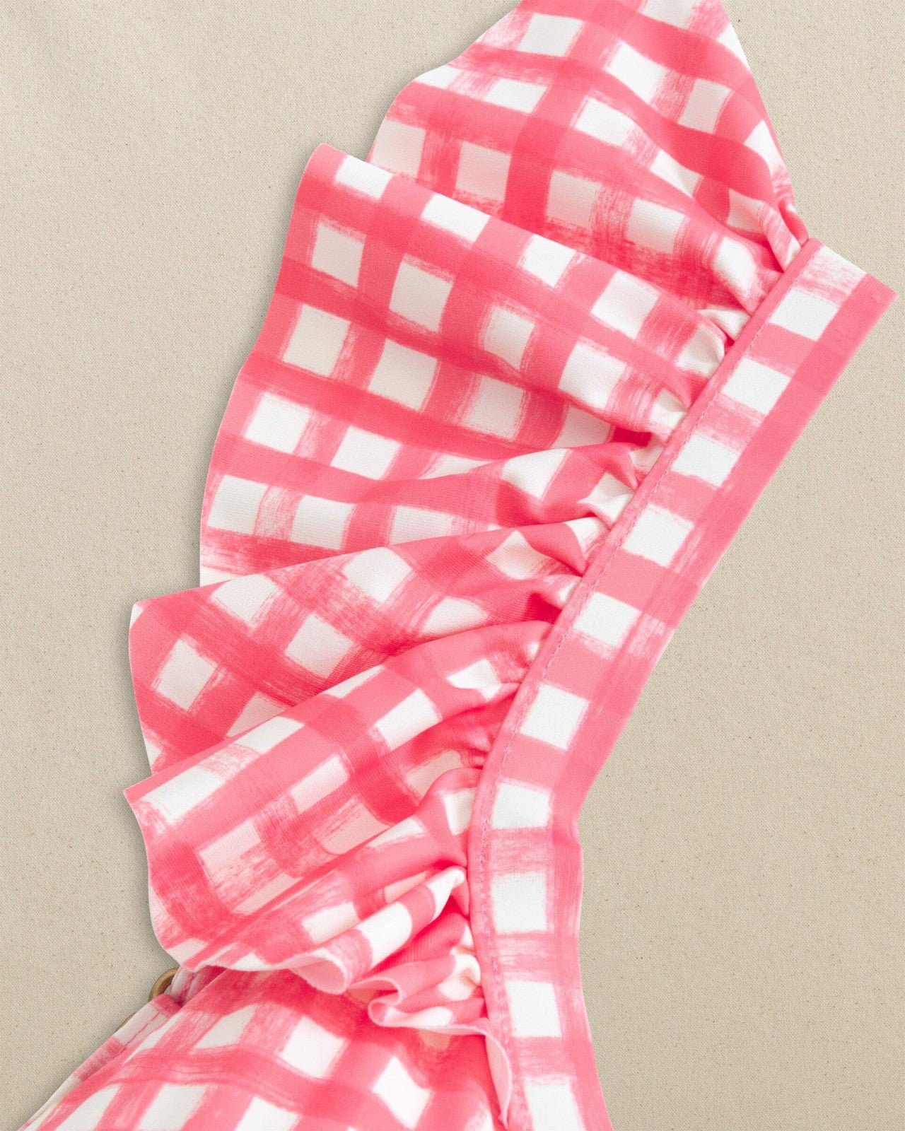 Southern Tide Gingham Banded Ruffle Bikini Top For Women