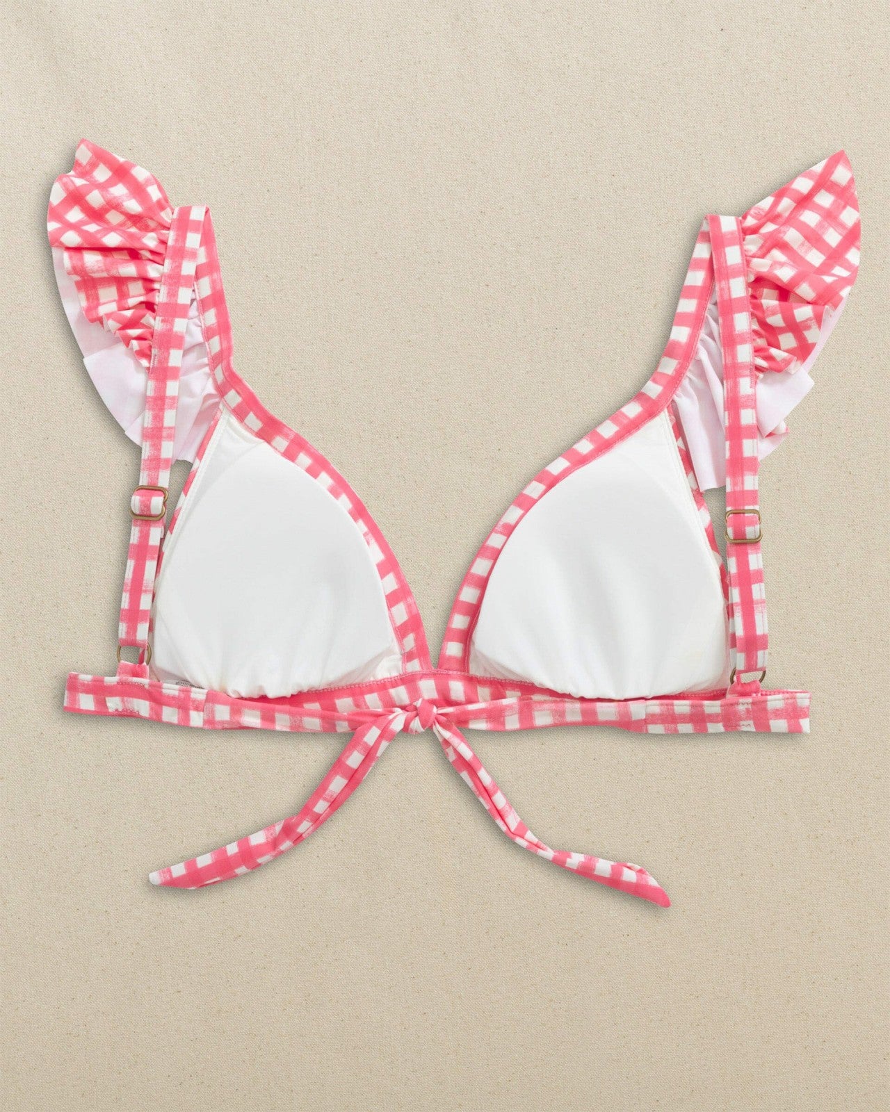 Southern Tide Gingham Banded Ruffle Bikini Top For Women