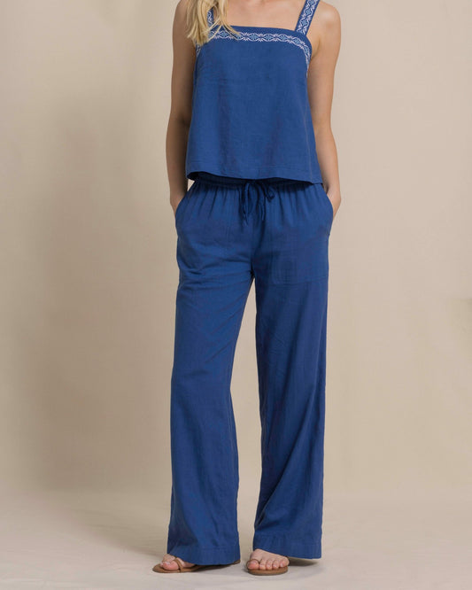 Southern Tide Laken Linen Wide Leg Pant - Nautical Blue For Women