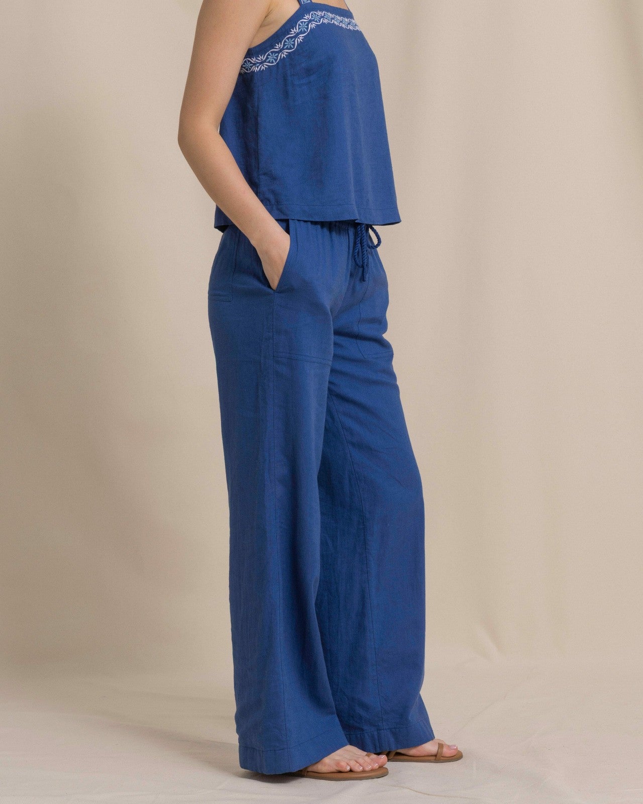 Southern Tide Laken Linen Wide Leg Pant - Nautical Blue For Women