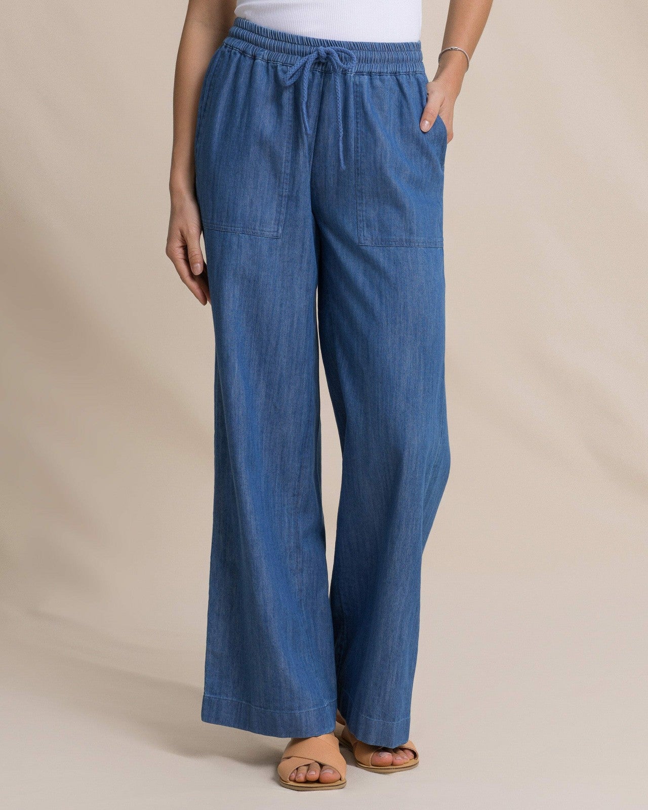 Southern Tide Laken Denim Wide Leg Pant For Women