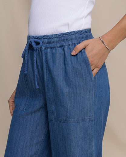 Southern Tide Laken Denim Wide Leg Pant For Women