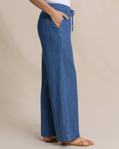 Southern Tide Laken Denim Wide Leg Pant For Women
