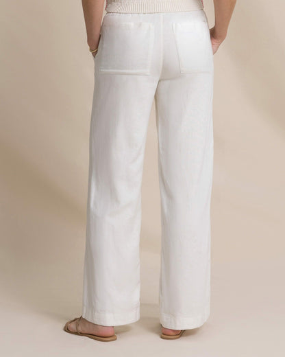 Southern Tide Laken Linen Wide Leg Pant - Sand White For Women