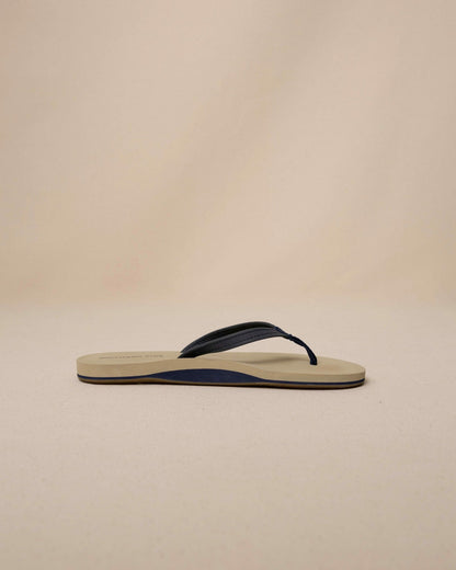 Southern Tide Navy Leather Flip Flops For Women|Home