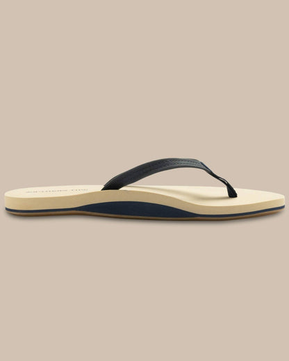 Southern Tide Navy Leather Flip Flops For Women|Home