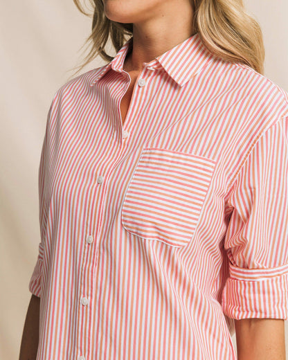 Southern Tide Cam Stripe Poplin Dress - Peaches N' Cream For Women