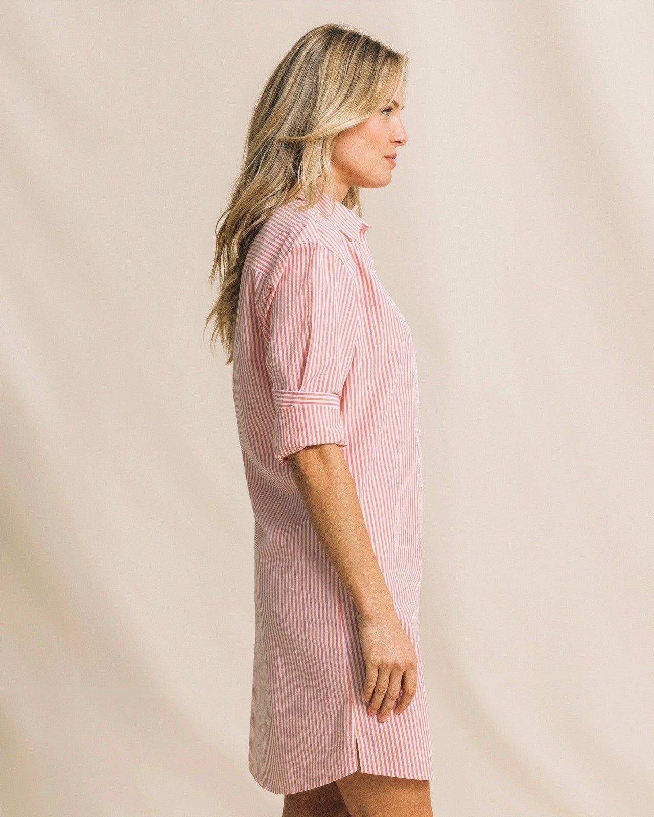 Southern Tide Cam Stripe Poplin Dress - Peaches N' Cream For Women