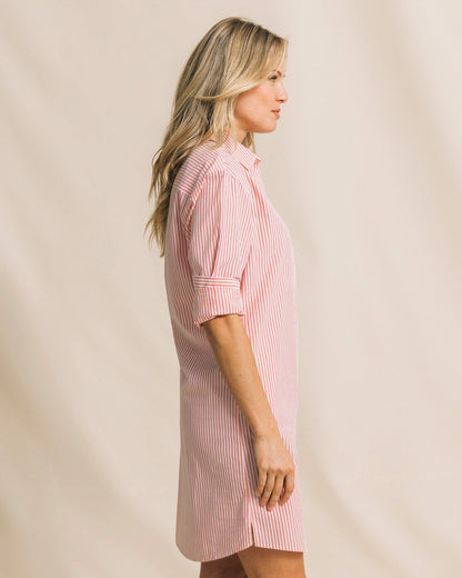 Southern Tide Cam Stripe Poplin Dress - Peaches N' Cream For Women