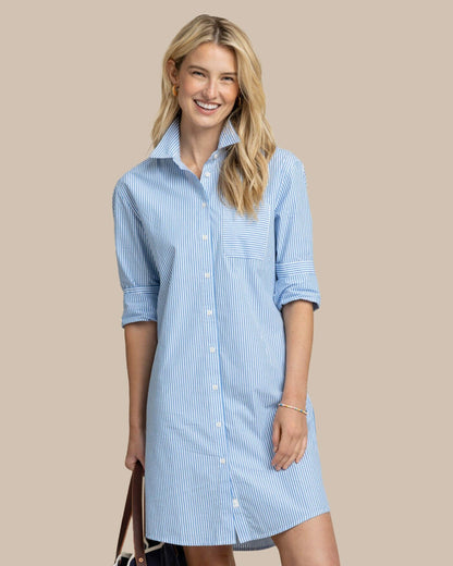 Southern Tide Cam Stripe Poplin Dress - Blue Fin For Women