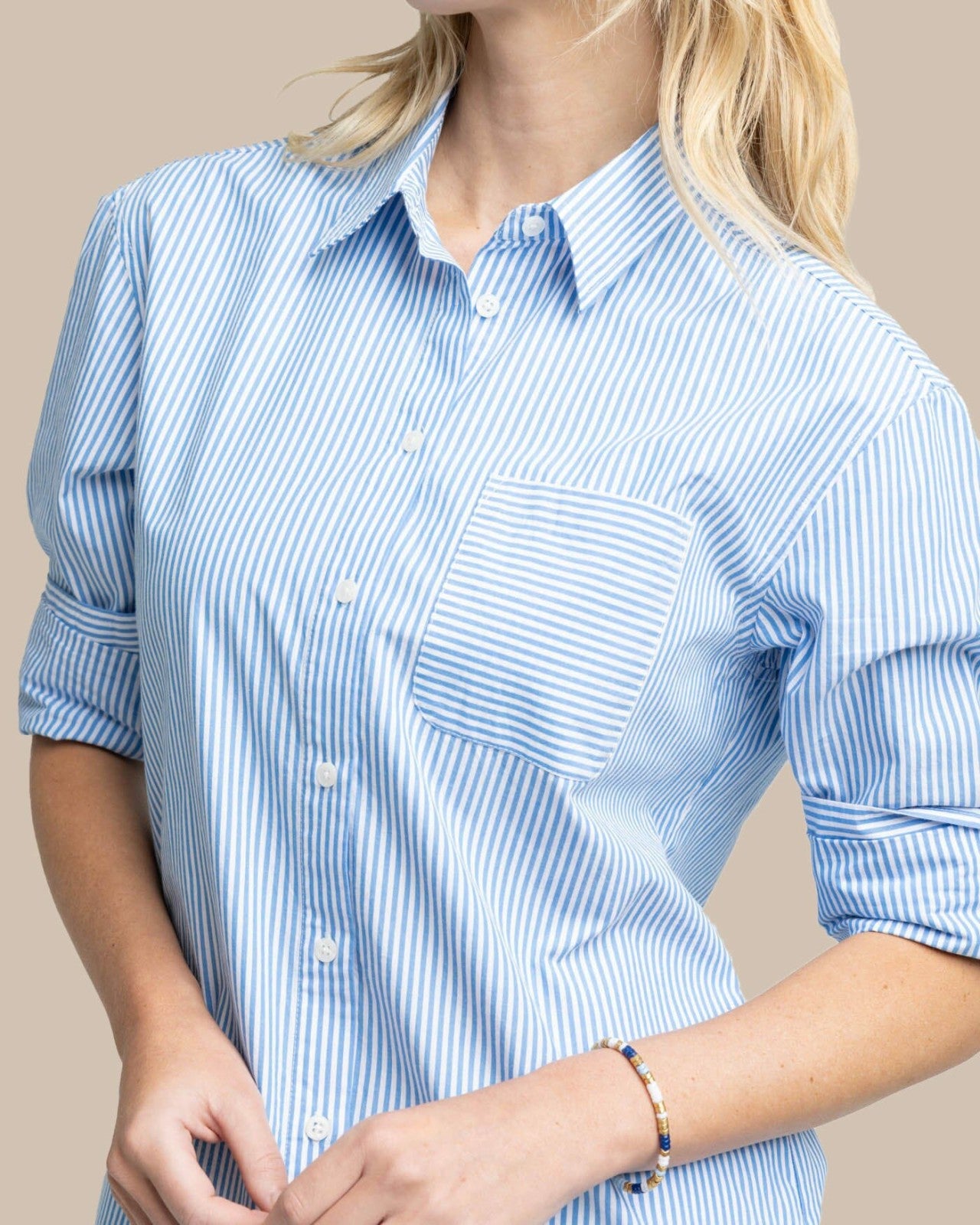 Southern Tide Cam Stripe Poplin Dress - Blue Fin For Women