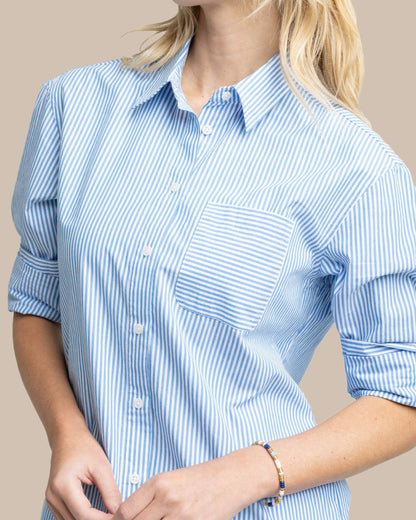 Southern Tide Cam Stripe Poplin Dress - Blue Fin For Women