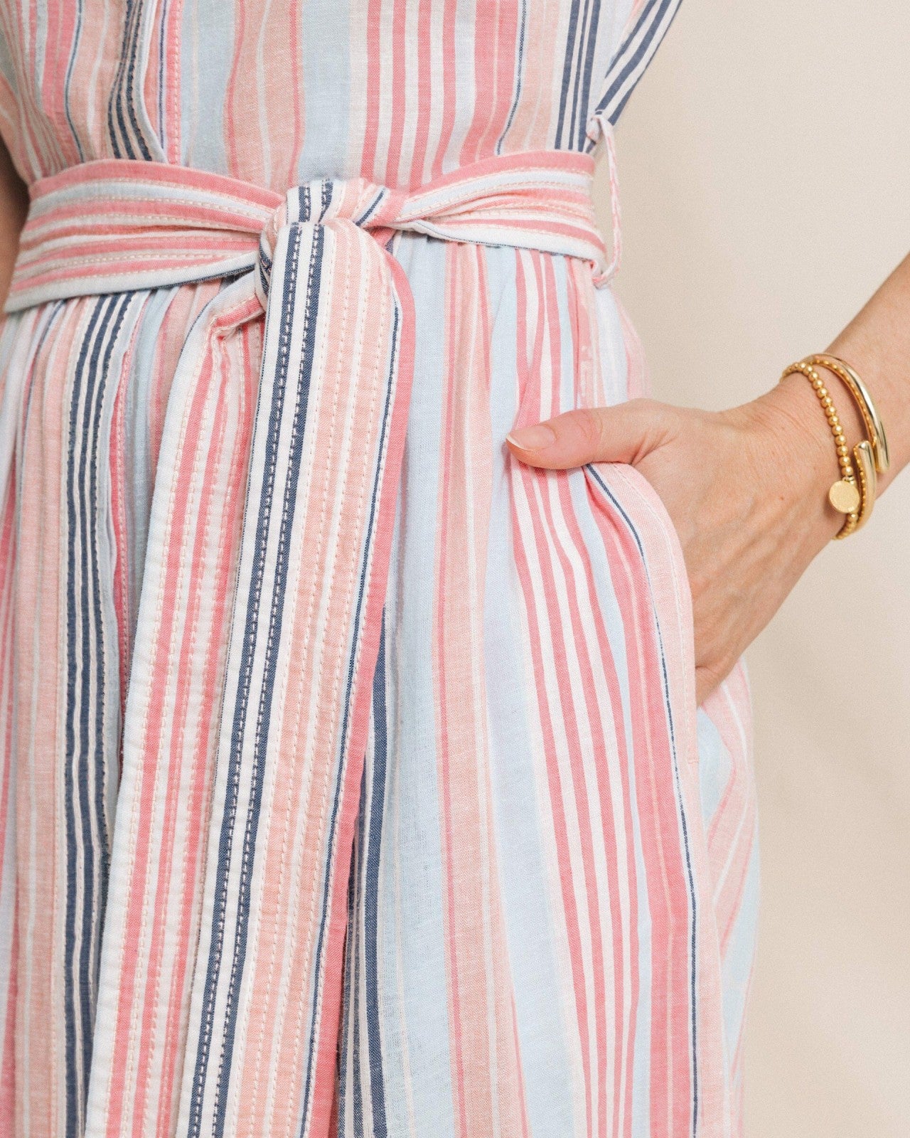 Southern Tide Tinley Striped Belted Midi Shirtdress For Women