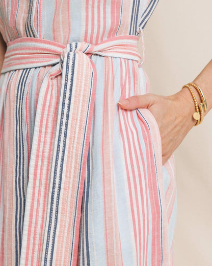 Southern Tide Tinley Striped Belted Midi Shirtdress For Women
