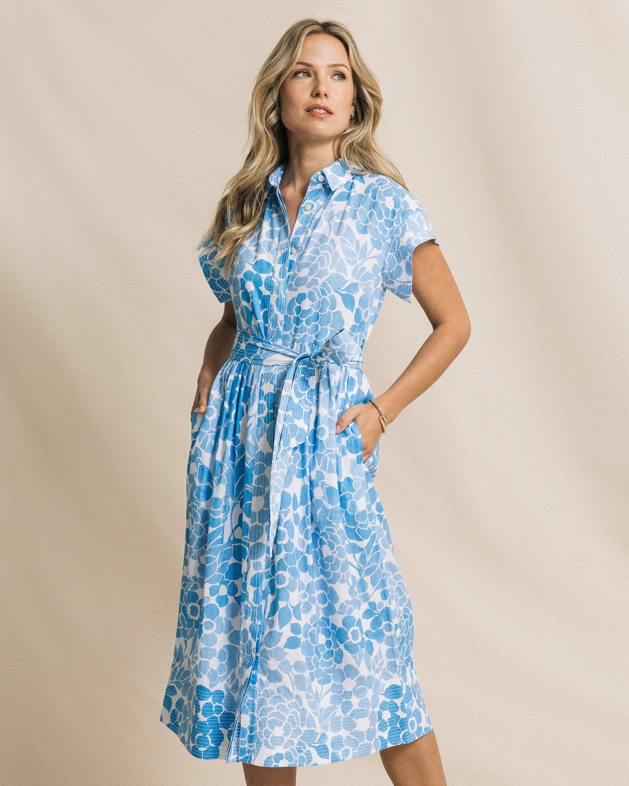 Southern Tide Tinley Printed Belted Midi Shirtdress For Women