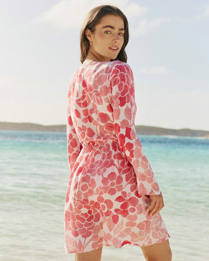 Southern Tide Floral Bell Sleeve Short Tunic Cover-Up For Women