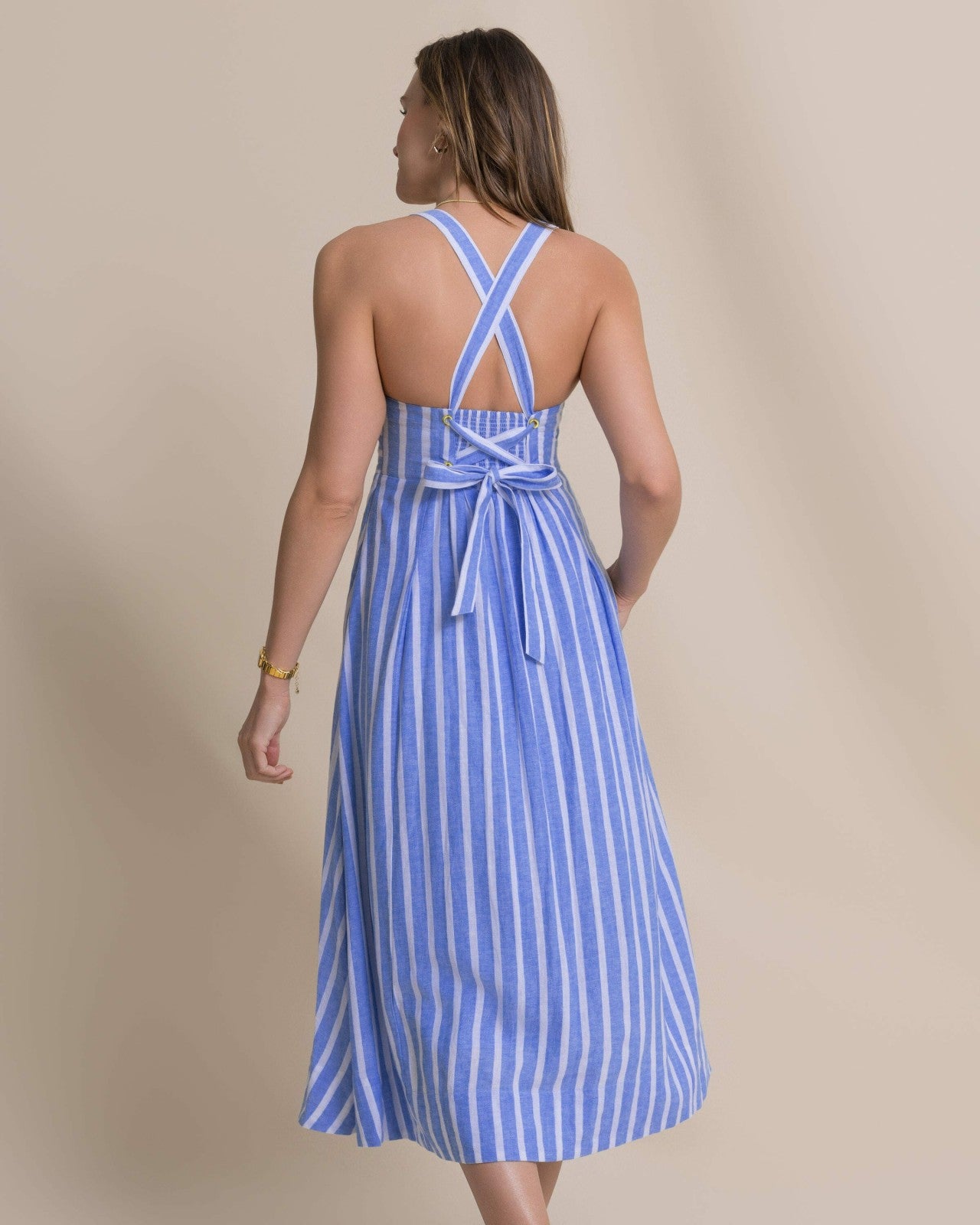 Southern Tide Cinzia Striped Cross Strap Dress For Women|Sale