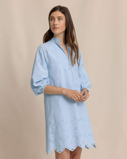 Southern Tide Mandy Embroidered Bubble Sleeve Dress For Women|Sale