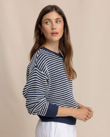 Southern Tide Maggi Stripe Open Stitch Sweater For Women|Sale