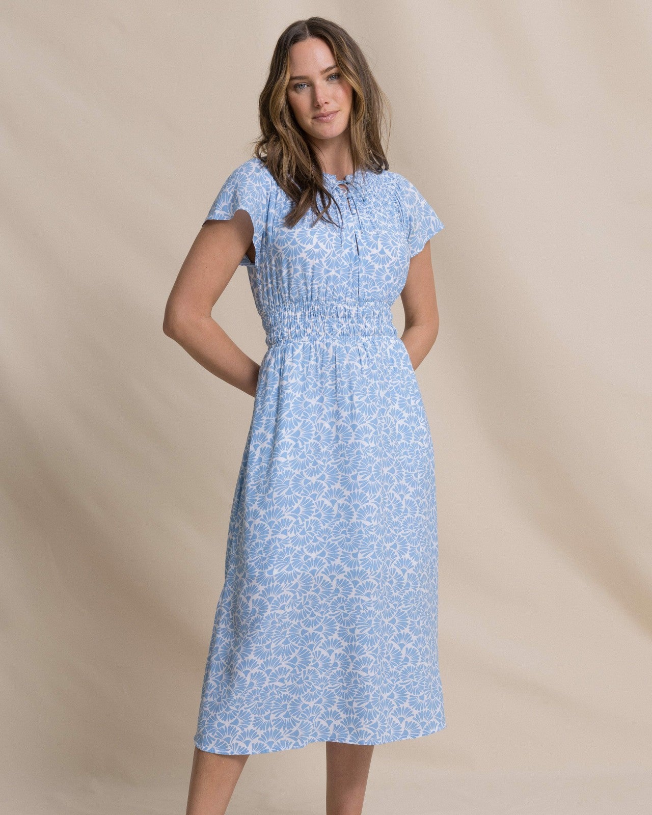 Southern Tide Clementine Flutter Sleeve Midi Dress For Women|Sale