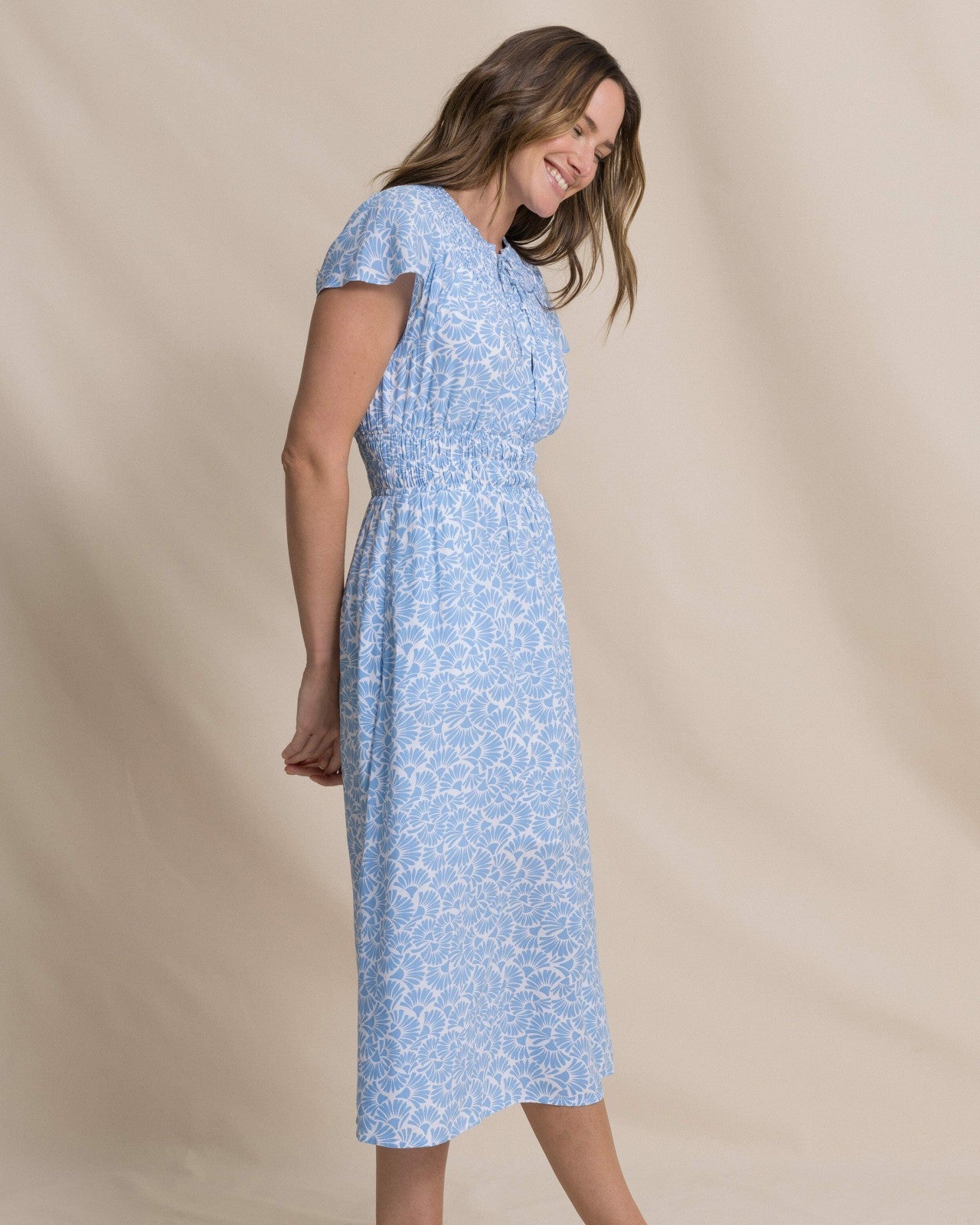 Southern Tide Clementine Flutter Sleeve Midi Dress For Women|Sale