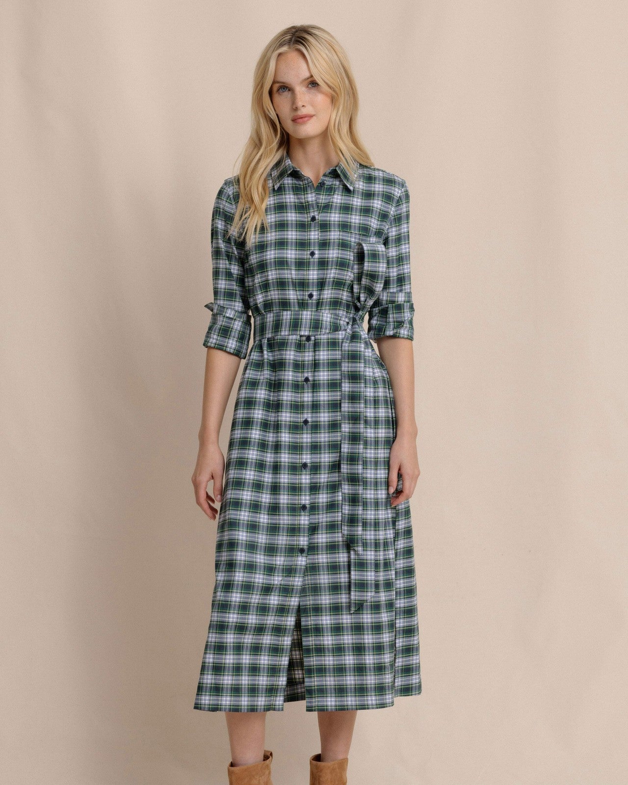 Southern Tide Trista Gordan Tartan Shirt Dress For Women|Sale