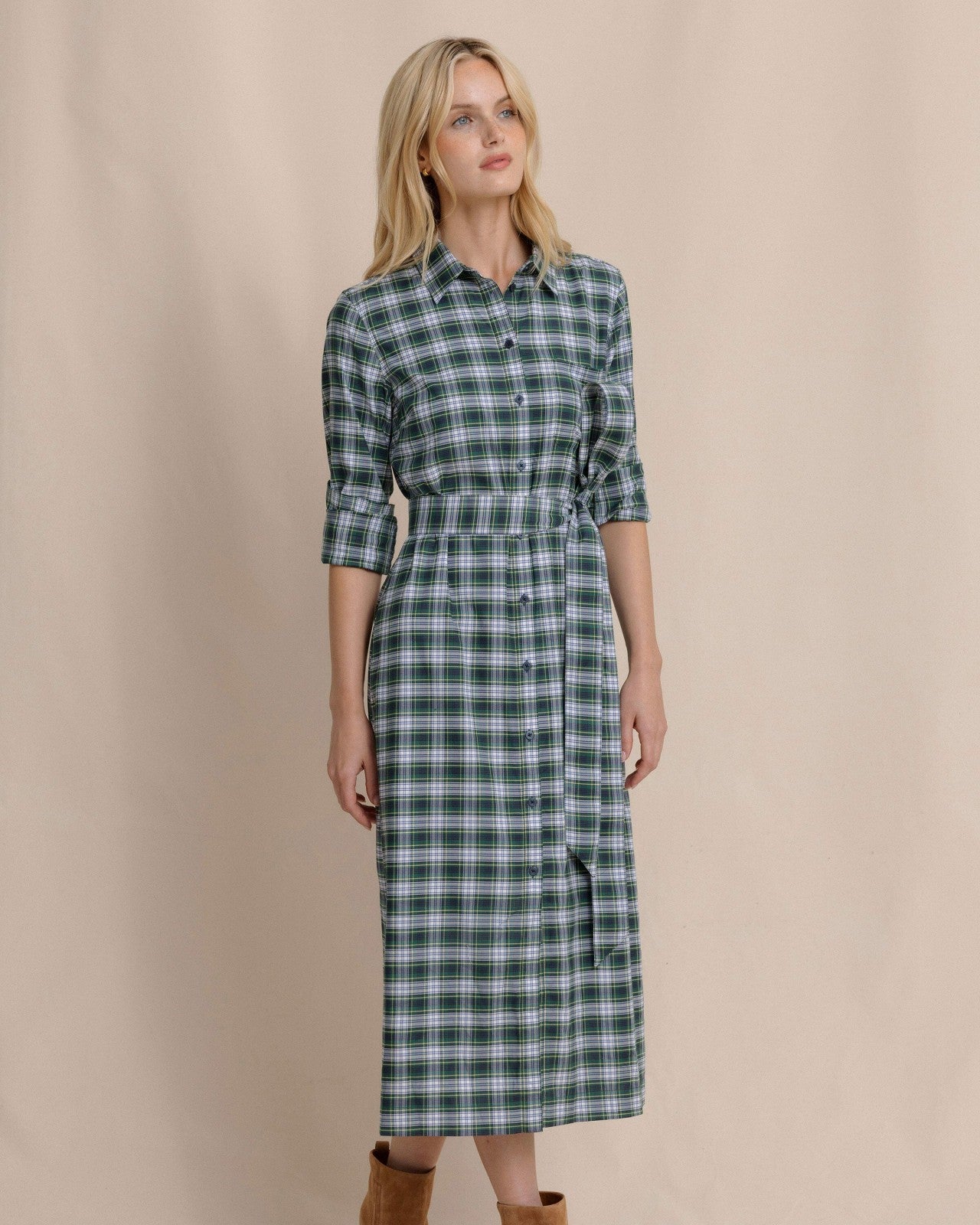 Southern Tide Trista Gordan Tartan Shirt Dress For Women|Sale