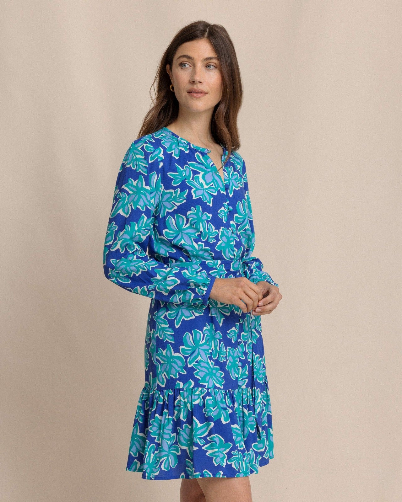 Southern Tide Merritt Forever Blooming Long Sleeve Dress For Women|Sale