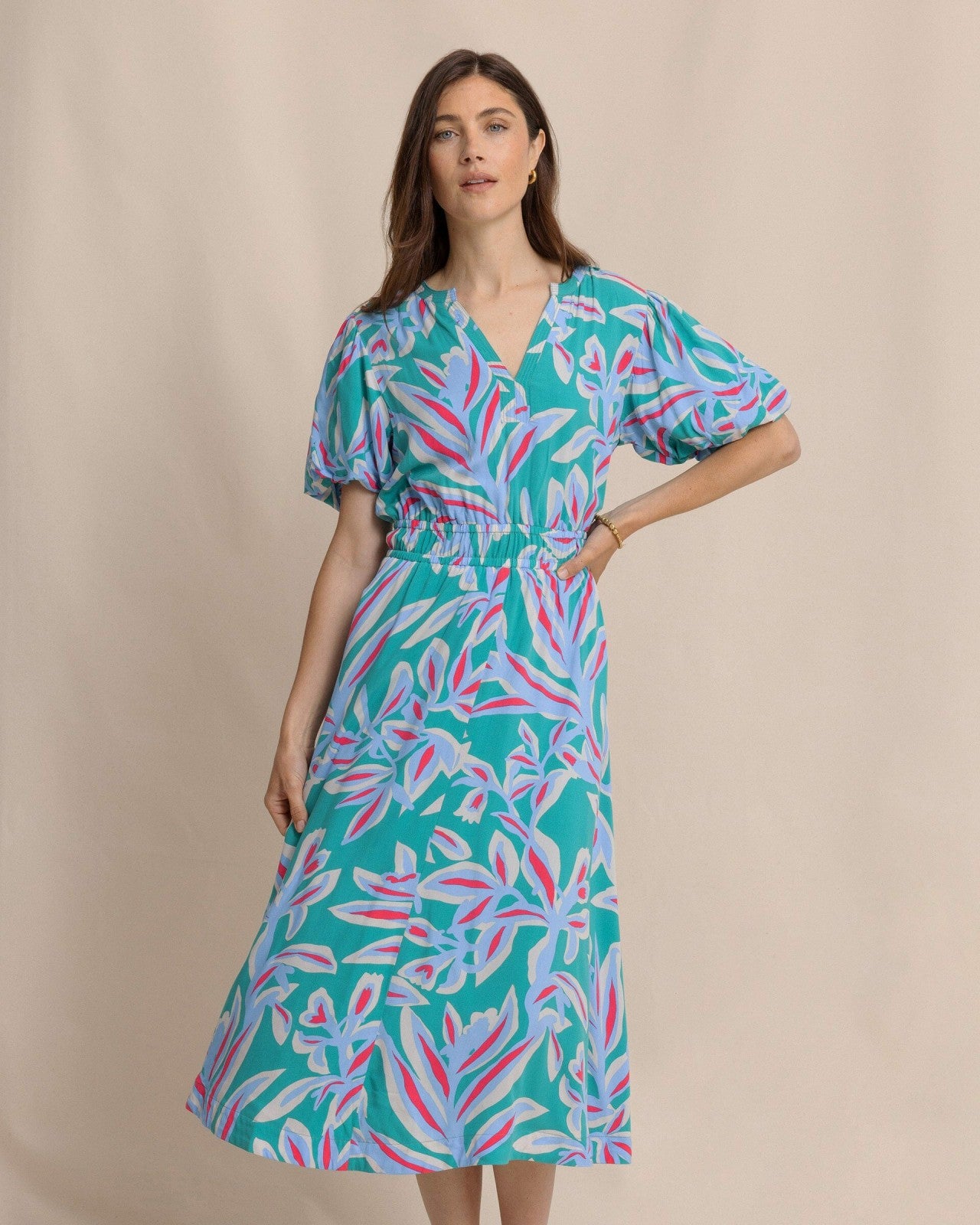 Southern Tide Penni Vintage Gardens Midi Dress For Women|Sale