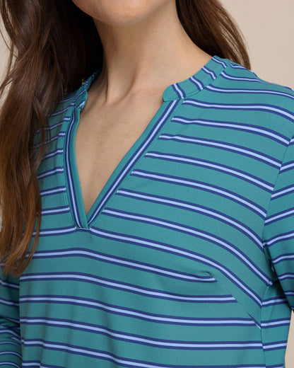 Southern Tide Teal Alicia Stripe Dress For Women|Sale