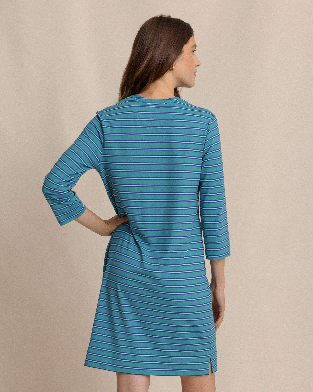 Southern Tide Teal Alicia Stripe Dress For Women|Sale