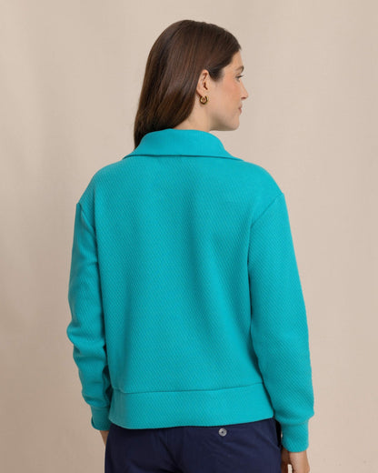 Southern Tide Tonya Button Mock Pullover - Teal For Women|Sale