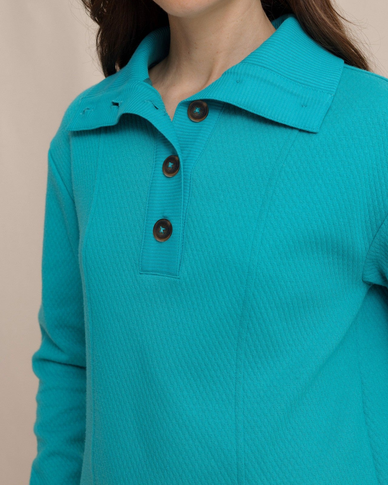 Southern Tide Tonya Button Mock Pullover - Teal For Women|Sale