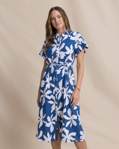 Southern Tide Tyra Printed Ruffle Sleeve Midi Dress For Women|Sale
