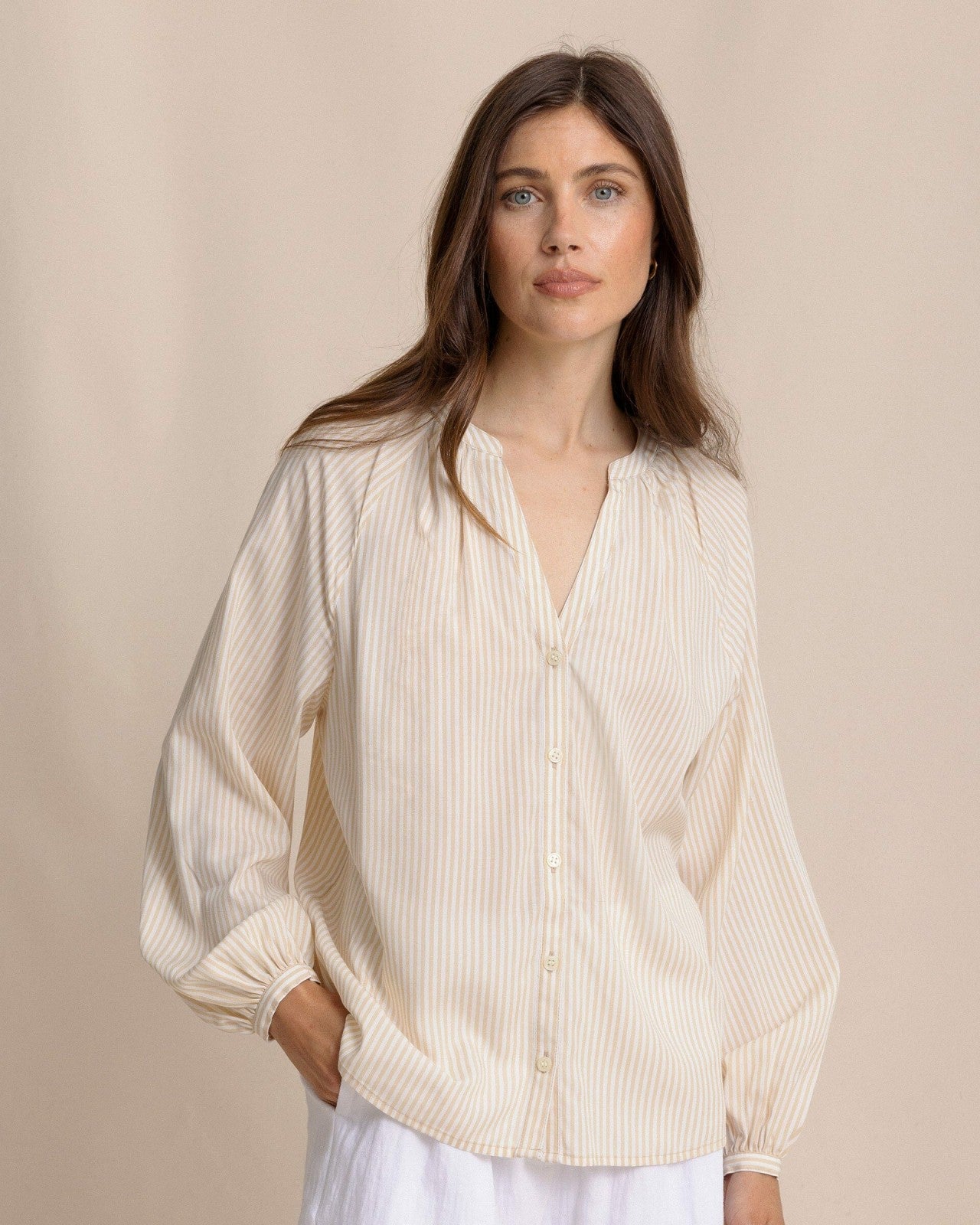Southern Tide Brinley Band Collar Button Down Shirt For Women|Sale