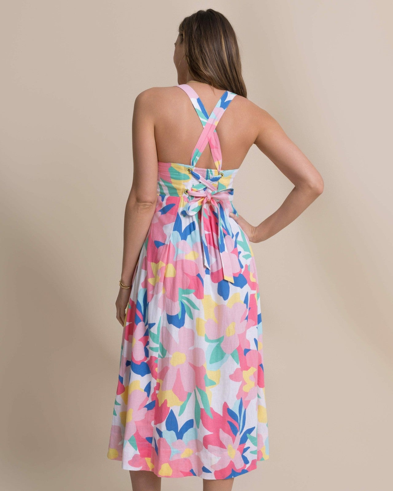 Southern Tide Cinzia Printed Cross Strap Dress For Women|Sale
