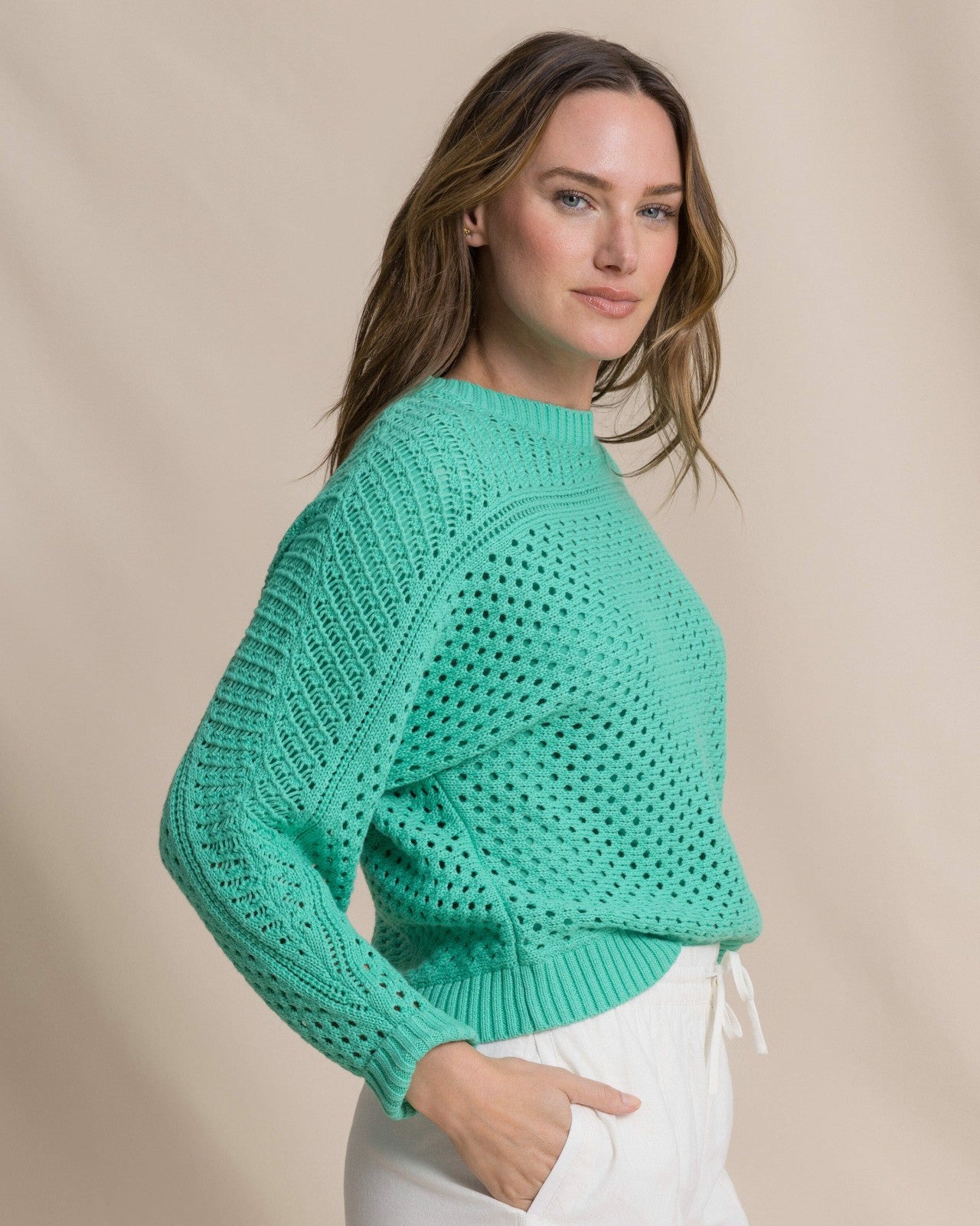 Southern Tide Ophelia Open Stitch Sweater - Florida Keys For Women|Sale