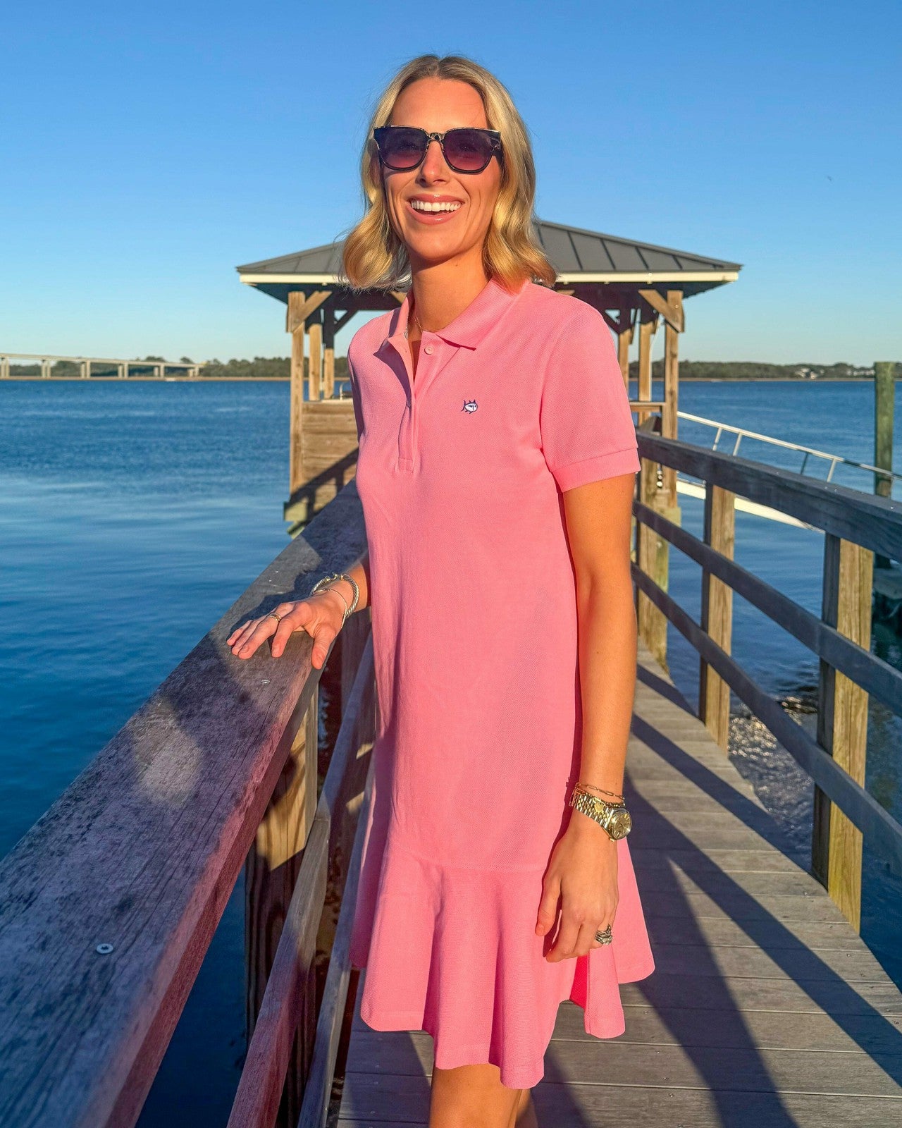 Southern Tide Skipjack Dropwaist Polo Dress - Sea Pink For Women|Kids|Sale