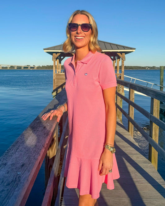 Southern Tide Skipjack Dropwaist Polo Dress - Sea Pink For Women|Kids|Sale