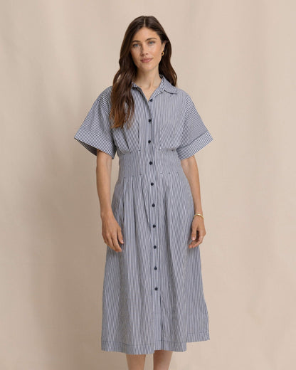 Southern Tide Bobbie Tucked Waist Shirtdress For Women|Sale