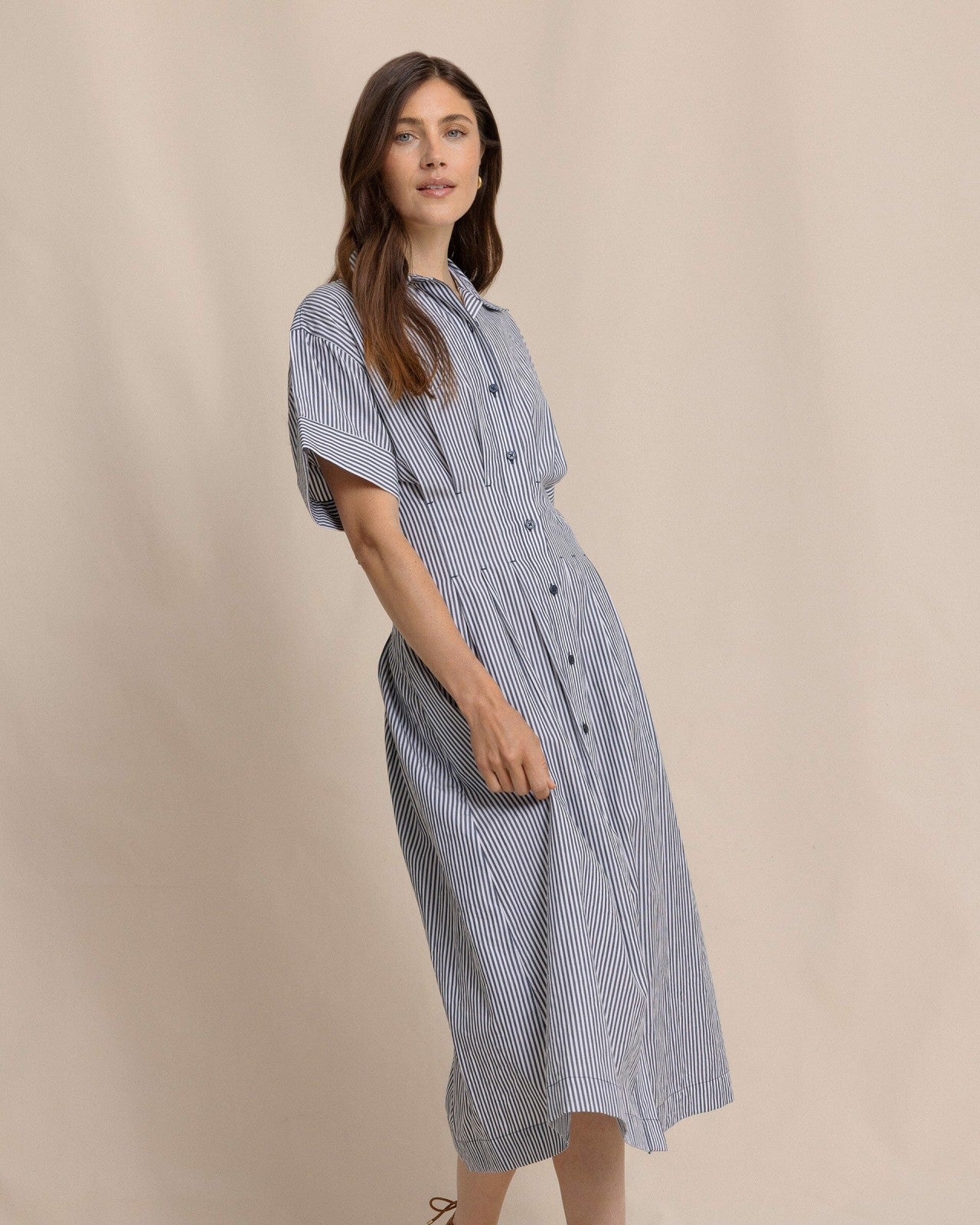 Southern Tide Bobbie Tucked Waist Shirtdress For Women|Sale