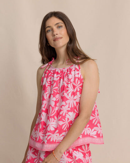 Southern Tide Chrissy Tie Shoulder Printed Top For Women|Sale