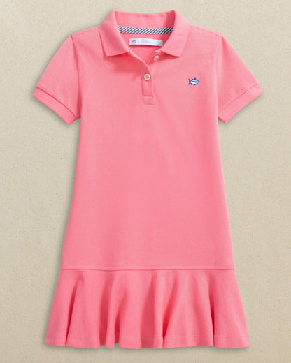 Southern Tide Girls Skipjack Dropwaist Polo Dress - Sea Pink For Women|Kids