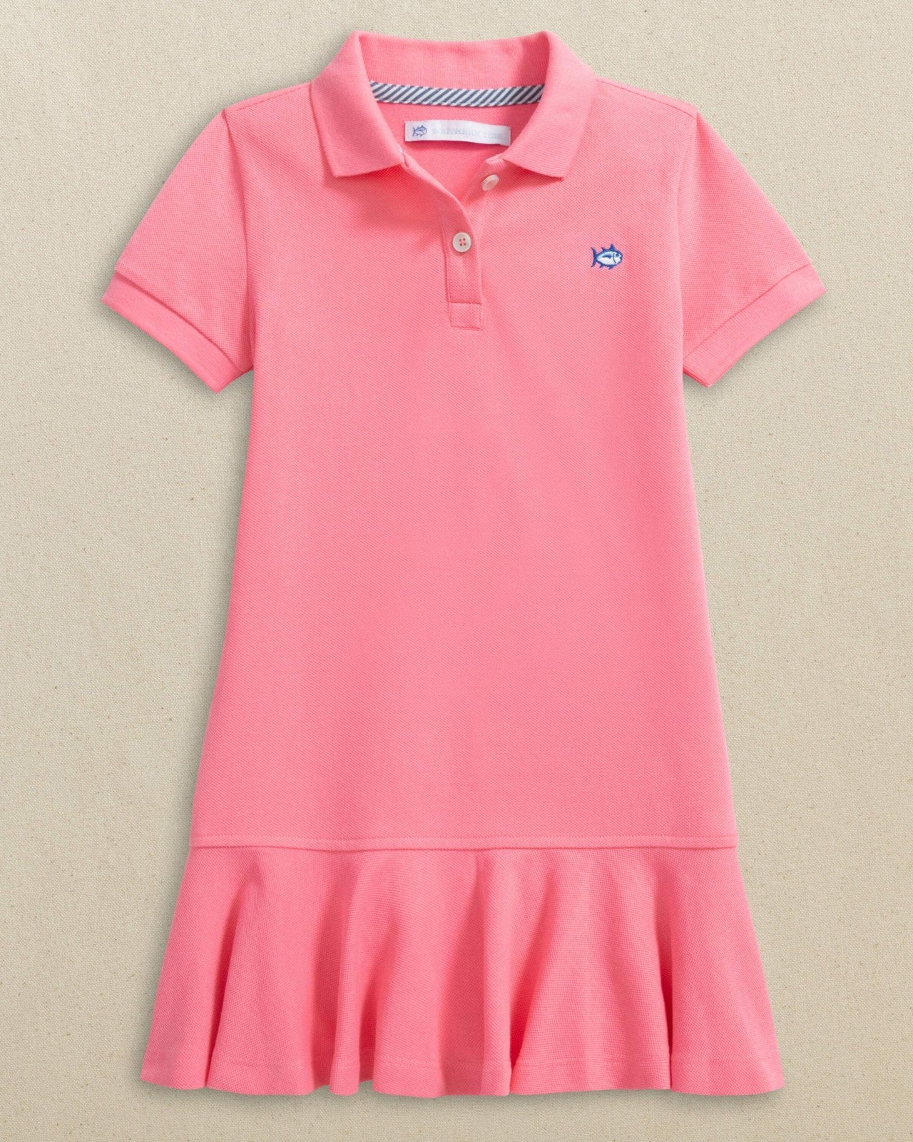 Southern Tide Girls Skipjack Dropwaist Polo Dress - Sea Pink For Women|Kids