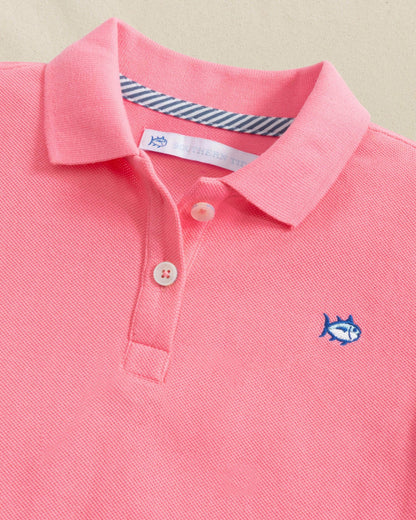 Southern Tide Girls Skipjack Dropwaist Polo Dress - Sea Pink For Women|Kids