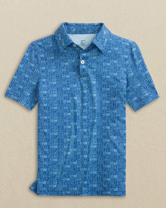 Southern Tide Boys Driver Nautical Flags Printed Performance Polo For Kids