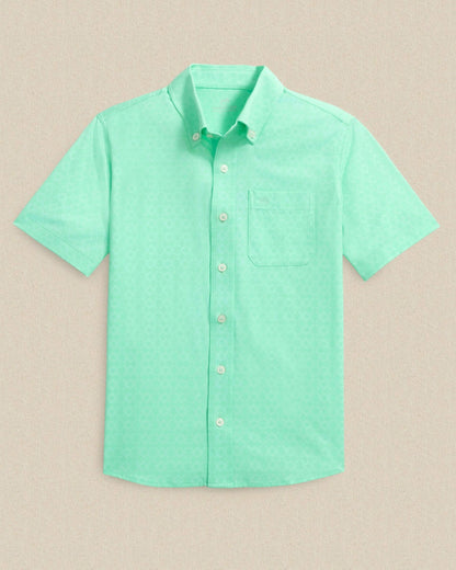 Southern Tide Boys Seaside Geo Short Sleeve Sport Shirt For Kids|Sale