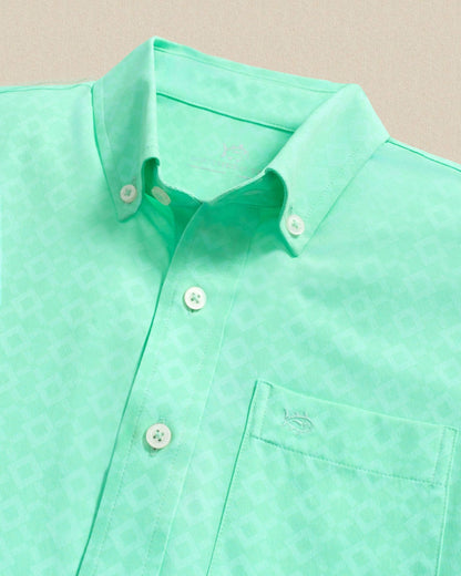 Southern Tide Boys Seaside Geo Short Sleeve Sport Shirt For Kids|Sale