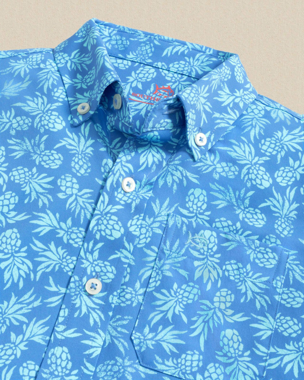 Southern Tide Boys Pineapple Parade Short Sleeve Sport Shirt For Kids|Sale