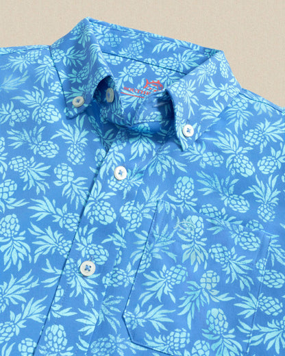 Southern Tide Boys Pineapple Parade Short Sleeve Sport Shirt For Kids|Sale
